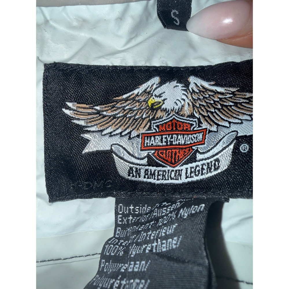 Harley-Davidson Mens Windbreaker Jacket Black Orange Grey Hooded SM- - Picture 3 of 3